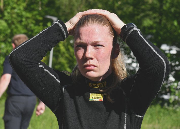 Carina Møller var ikke sit sædvanlige smilende jeg efter diskvalificeringen
(Foto: MD/autoMOTIV - specialpress@gmail.com)